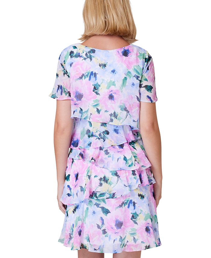 Jessica Howard Women's Chiffon Tiered Dress Blue Size 20W