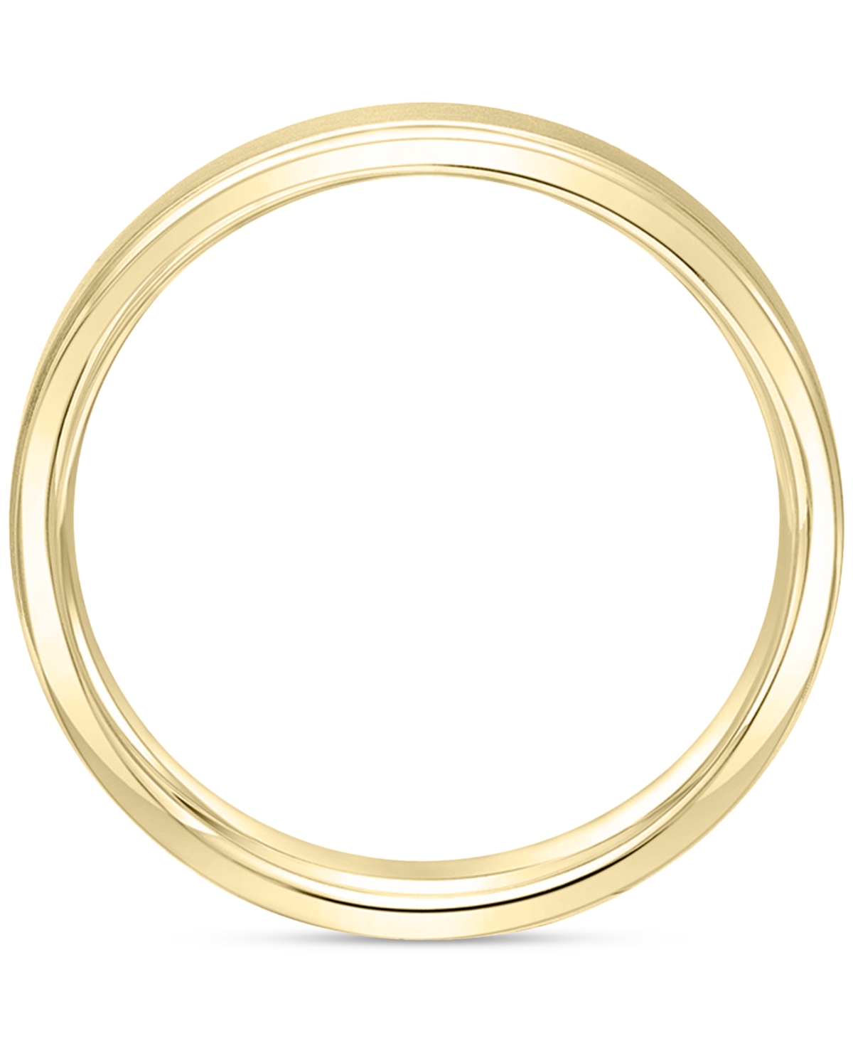 Shop Macy's Men's Satin Finish Beveled Edge Band In 18k Gold-plated Sterling Silver (also In Sterling Silver)