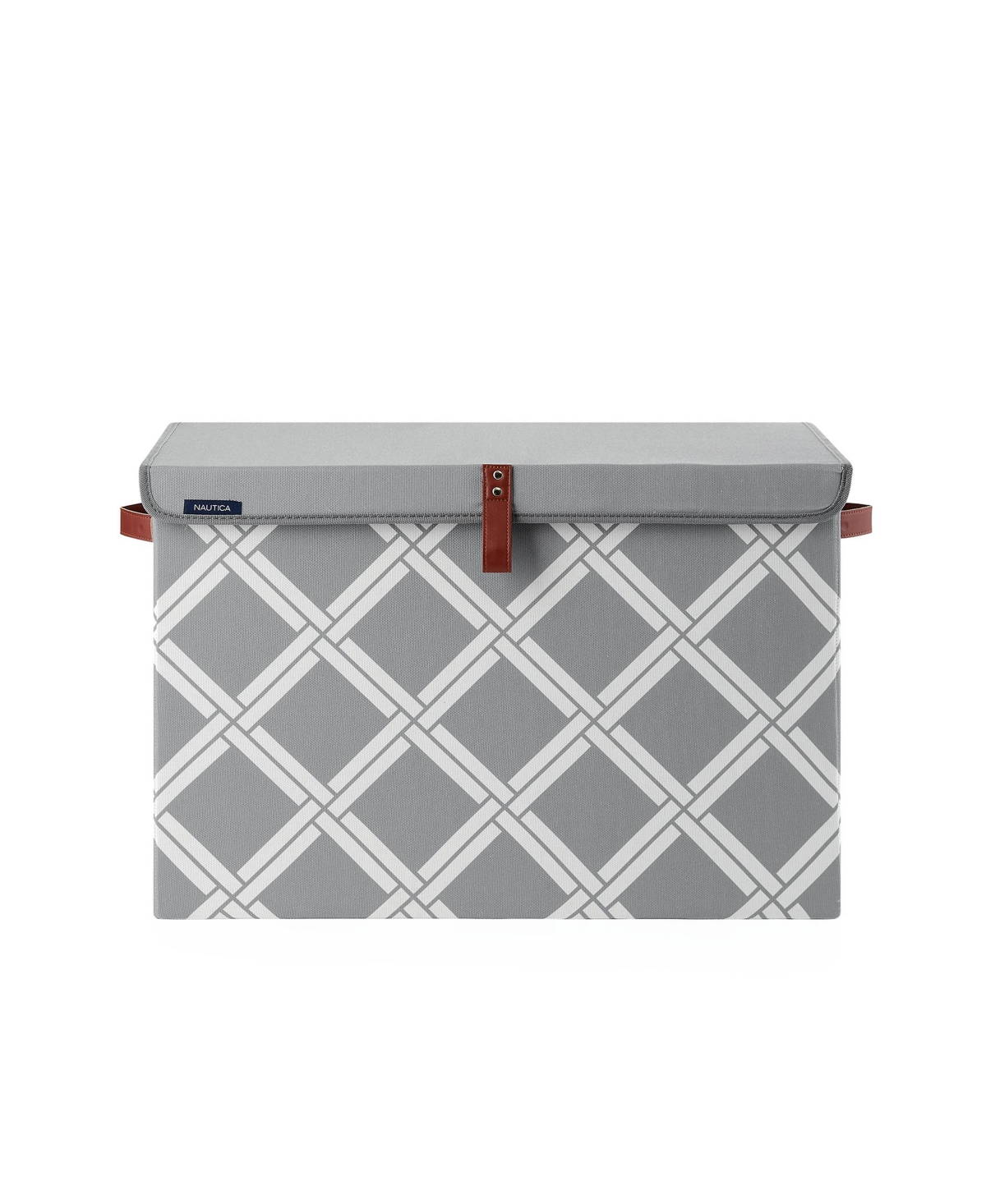 Folded Large Storage Trunk with Lid Box Weave - Gray Box Weave