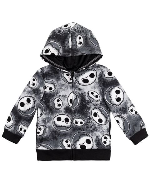 Детское худи Nightmare Before Christmas Disney Jack Skellington Fleece Zip Up Toddler Child Boys, цвет: Чёрный