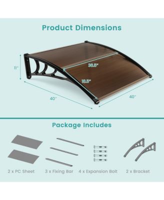 40'' x 40'' Patio Awning Canopy Outdoor Window Door Overhang Rain Snow Protection