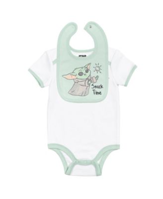 Starwars Baby Boys Mandalorian Yoda Layette Set Bodysuit Pant Bib Hat