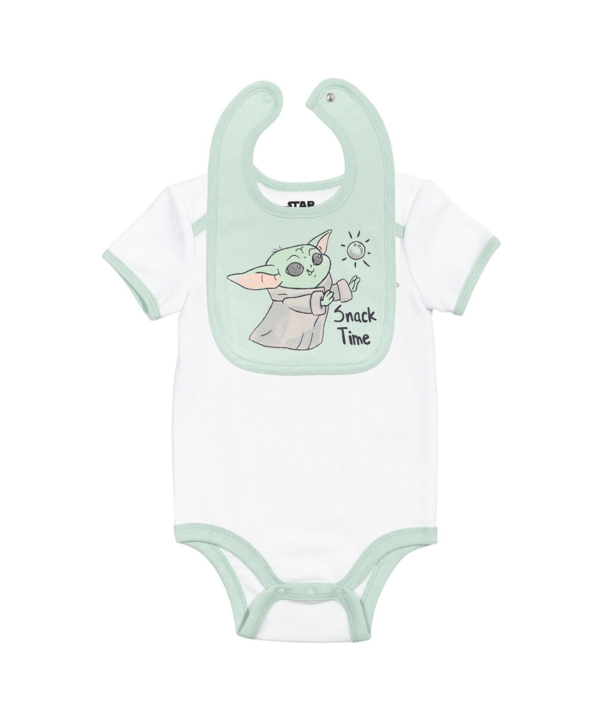 Starwars Baby Boys Star Wars Mandalorian Baby Yoda Layette Set Bodysuit Pant Bib Hat -green