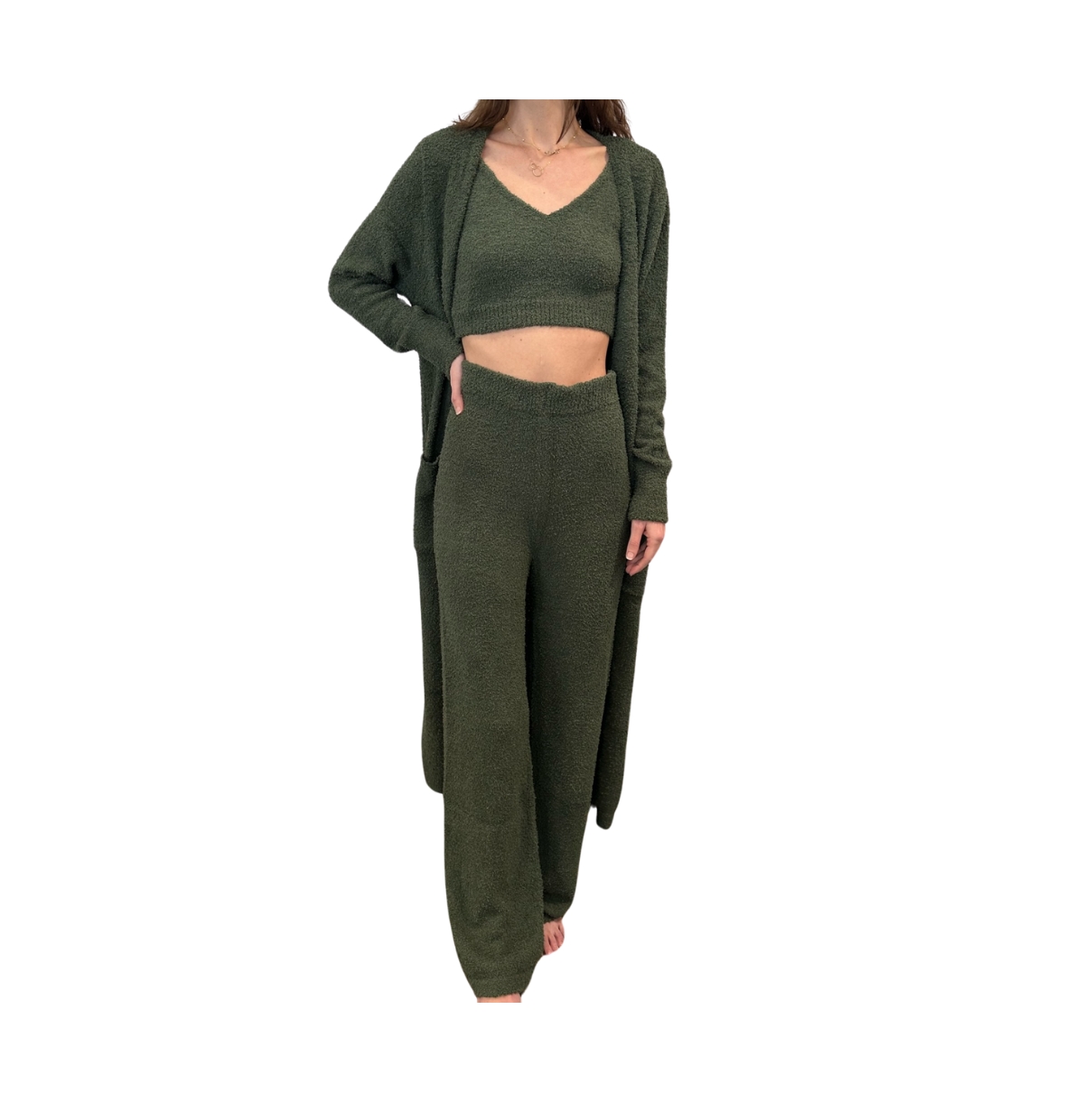 Naked Rebellion Women's Cozy Lounge & Sleepwear 3-Piece Set with Cardigan, Brami and Pants