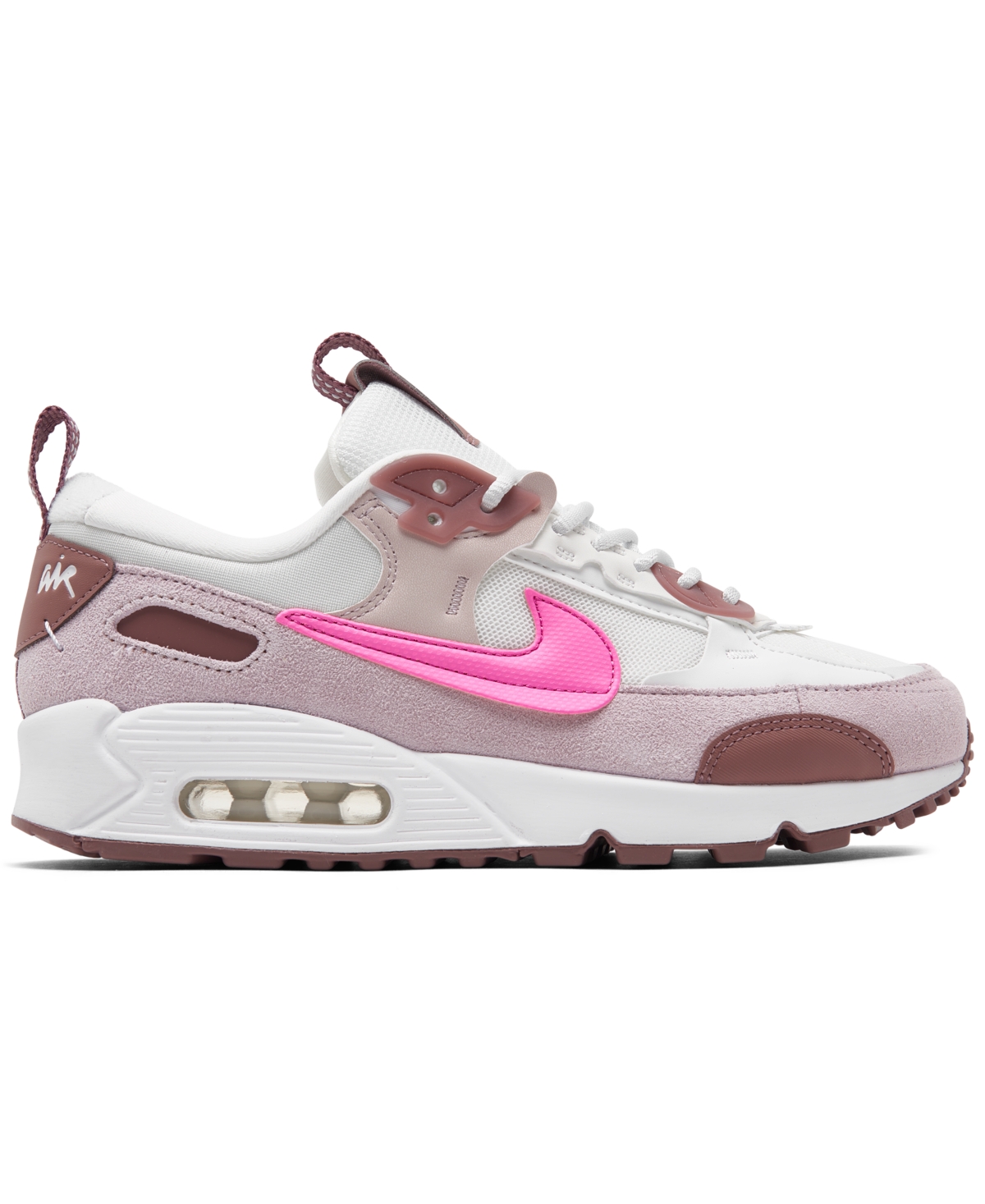 Shop Nike Women's Air Max 90 Futura Casual Sneakers From Finish Line In Plat Violet,playful Pink