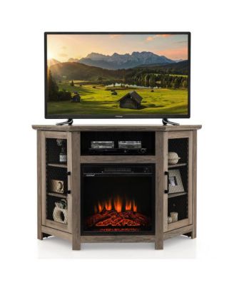 Corner TV Stand with 18 Inch Electric Fireplace for TVs up to 50 Inch