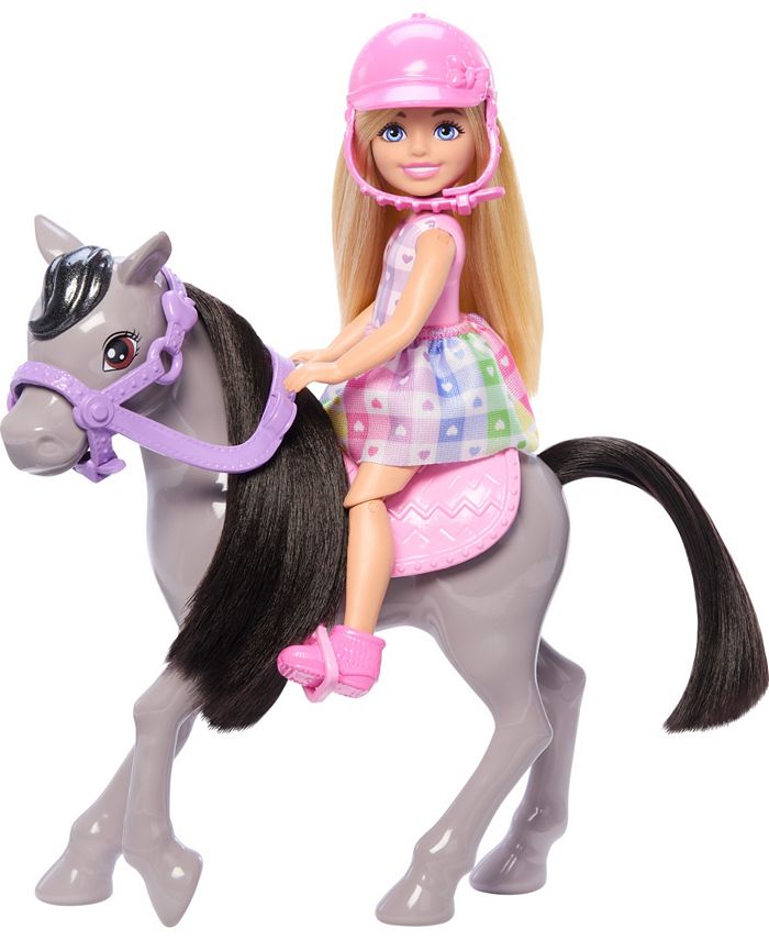 Barbie Chelsea Doll and Horse Toy Set, Includes Helmet Accessory, Doll ...