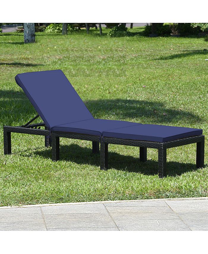 Slickblue Patio Rattan Height Adjustable Lounge Chair with 2 Set of