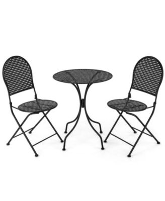 3 Pieces Patio Bistro Set Outdoor Conversation Furniture Table and Folding Chair