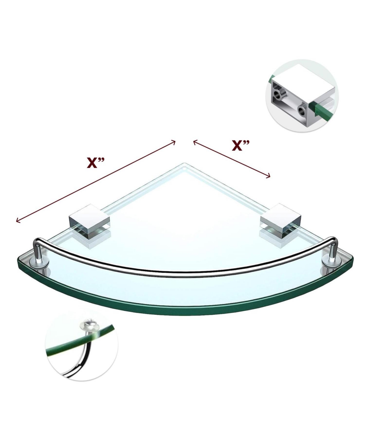 Corner Shower Shelf for Bathroom with Tempered Glass Shelf