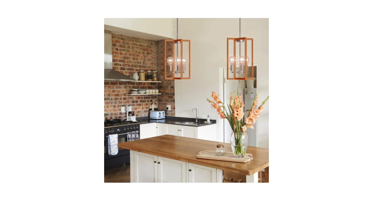 3-Lights Modern Industrial Hanging Pendant Lamp With Iron Square Lamp Shade -nickel