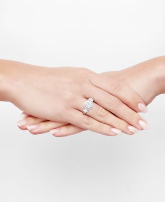 Diamond Three Stone Double Halo Ring (1-1/2 ct. t.w.) in 14k White Gold