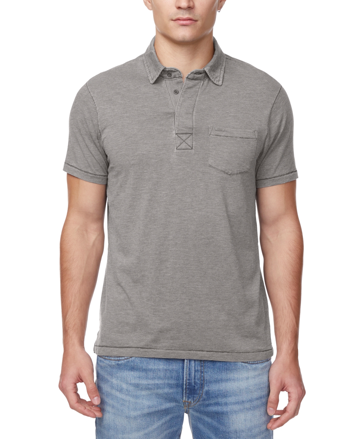 Shop Buffalo David Bitton Men's Kasper Straight-fit Textured Pocket Polo Shirt In Charcoal