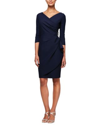 Alex Evenings - Women's 3/4-Sleeve Draped Sheath Dress