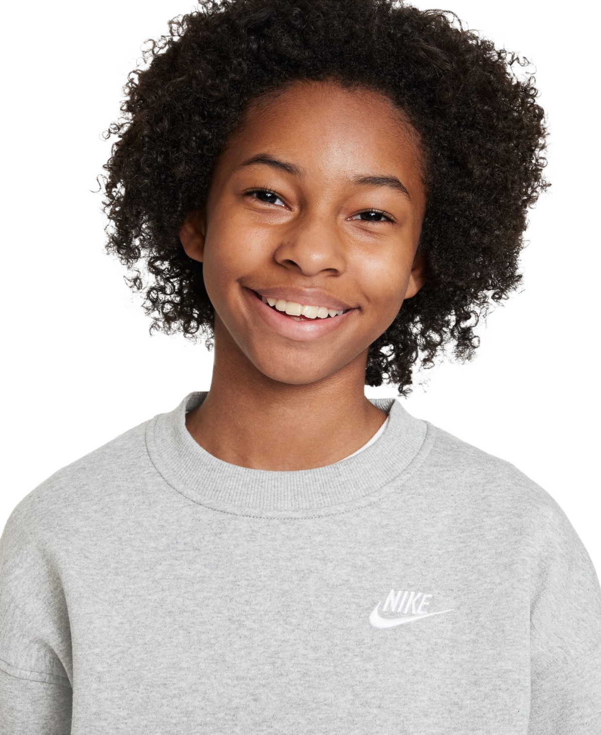 Nike Big Girls Sportswear Club Fleece Oversized-Fit Sweatshirt -whi