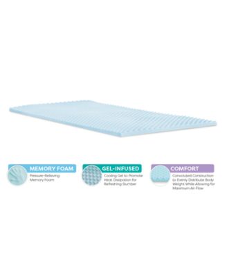 Back to Campus 1.5" Convoluted Gel-Infused Memory Foam Mattress Topper, Twin XL, Exclusively at Macy’s