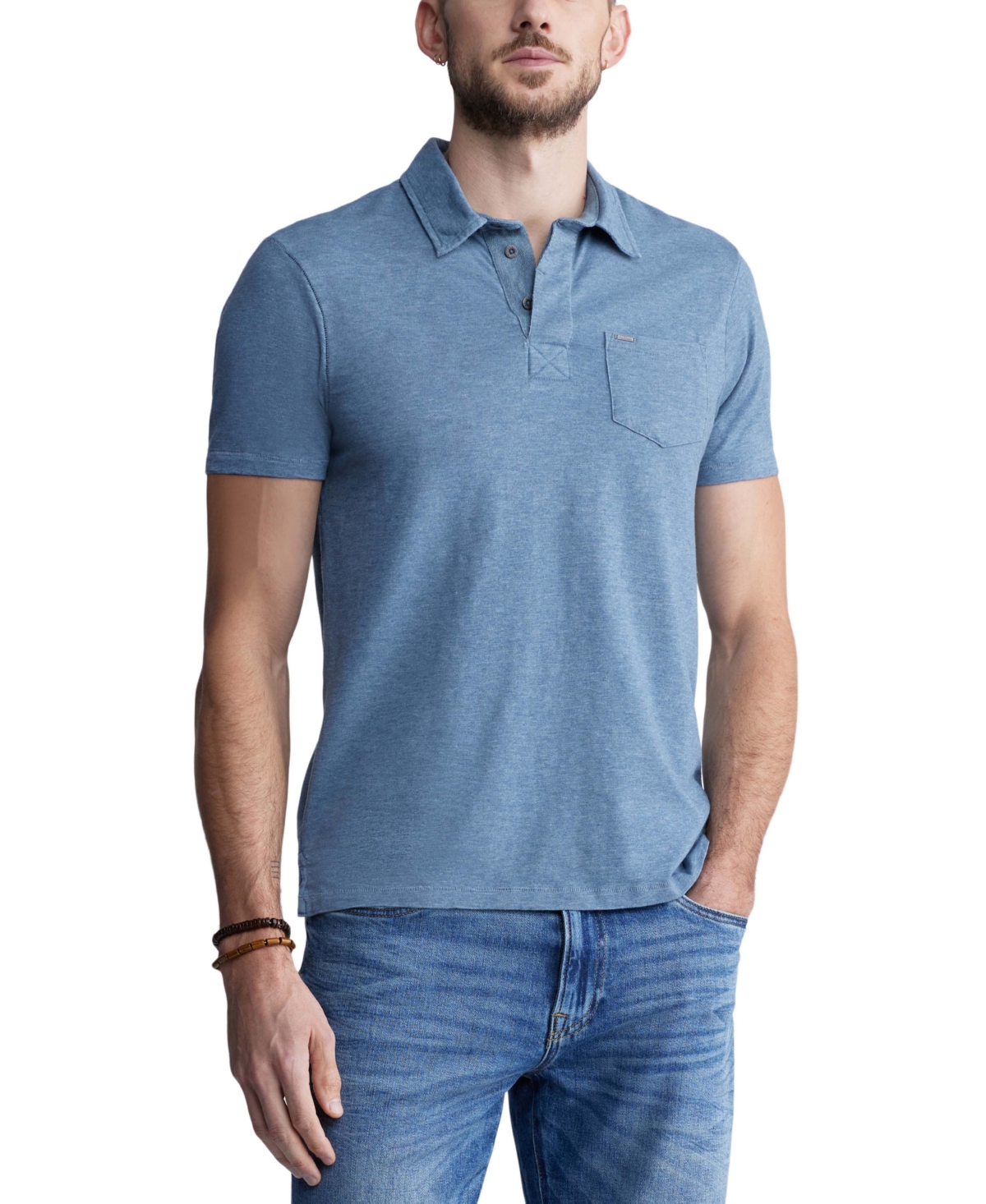 Shop Buffalo David Bitton Men's Kasper Straight-fit Textured Pocket Polo Shirt In Mirage