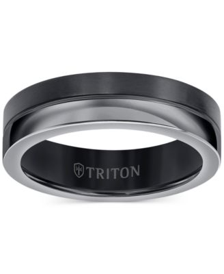 Men's Two-Tone Textured Insert Wedding Band in Titanium