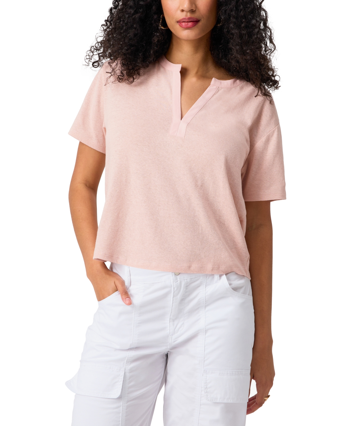 Women's Easy Breezy Split-Neck T-Shirt - ROSE SMOKE