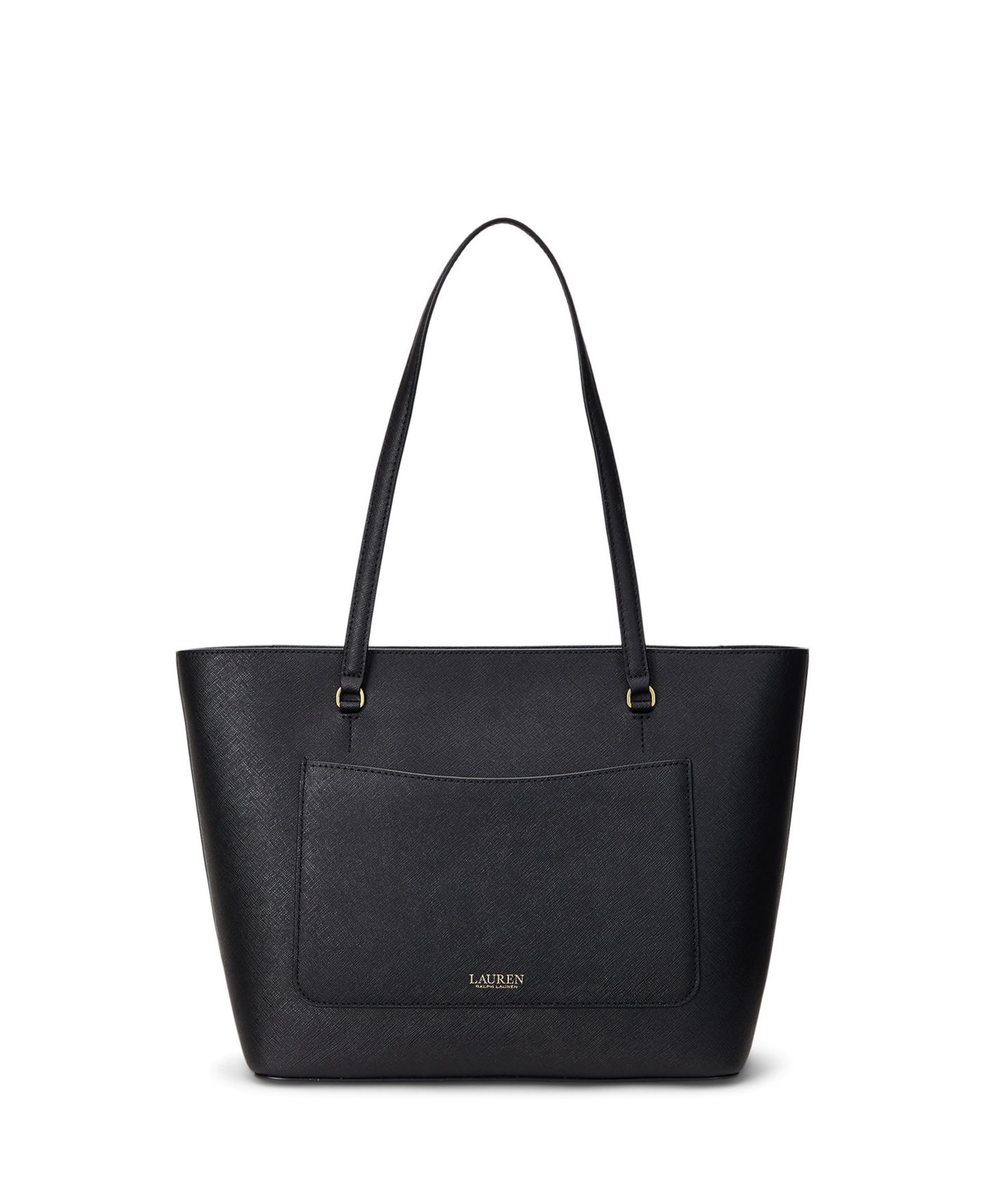 Сумка Lauren Ralph Lauren Crosshatch Leather Medium Karly Shopper Tote, цвет: Чёрный — фото 4