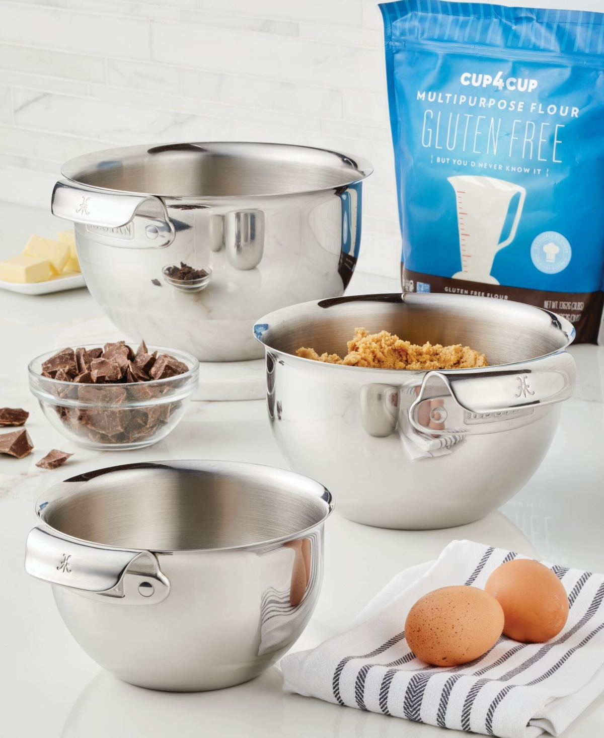 Hestan Provisions Stainless Steel 3-piece Mixing Bowl Set In Stainless Steel