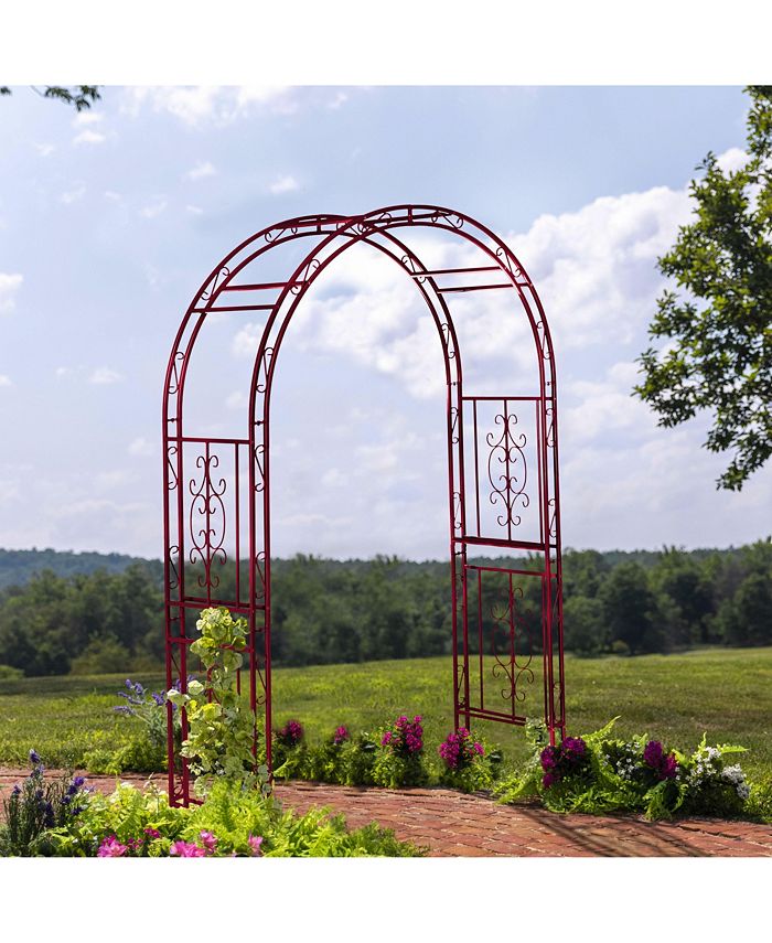 Evergreen Montebello Iron Garden Arbor, Americana Red 53 x 84 x 23