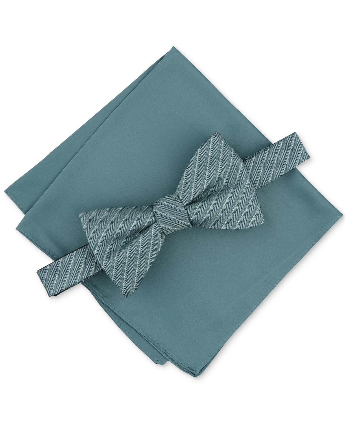 Alfani Men's Ozark Stripe Bow Tie & Dot Pocket Square Set, Created For Macy's In Mint