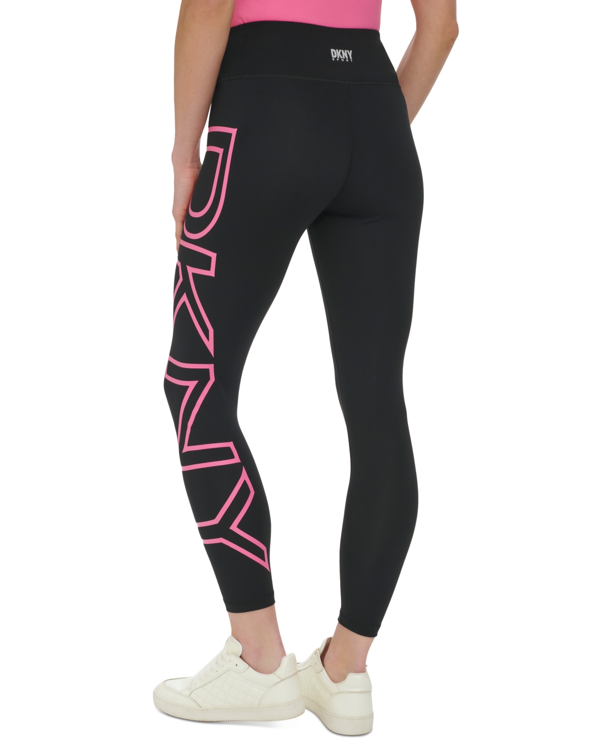Dkny Sport Women's High-Waist Logo-Print 7/8 Leggings - Azalea Logo