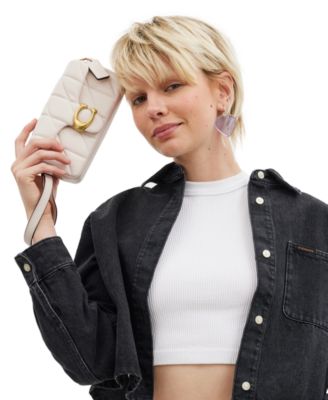 Quilted Pillow Leather Tabby Wristlet with Chain