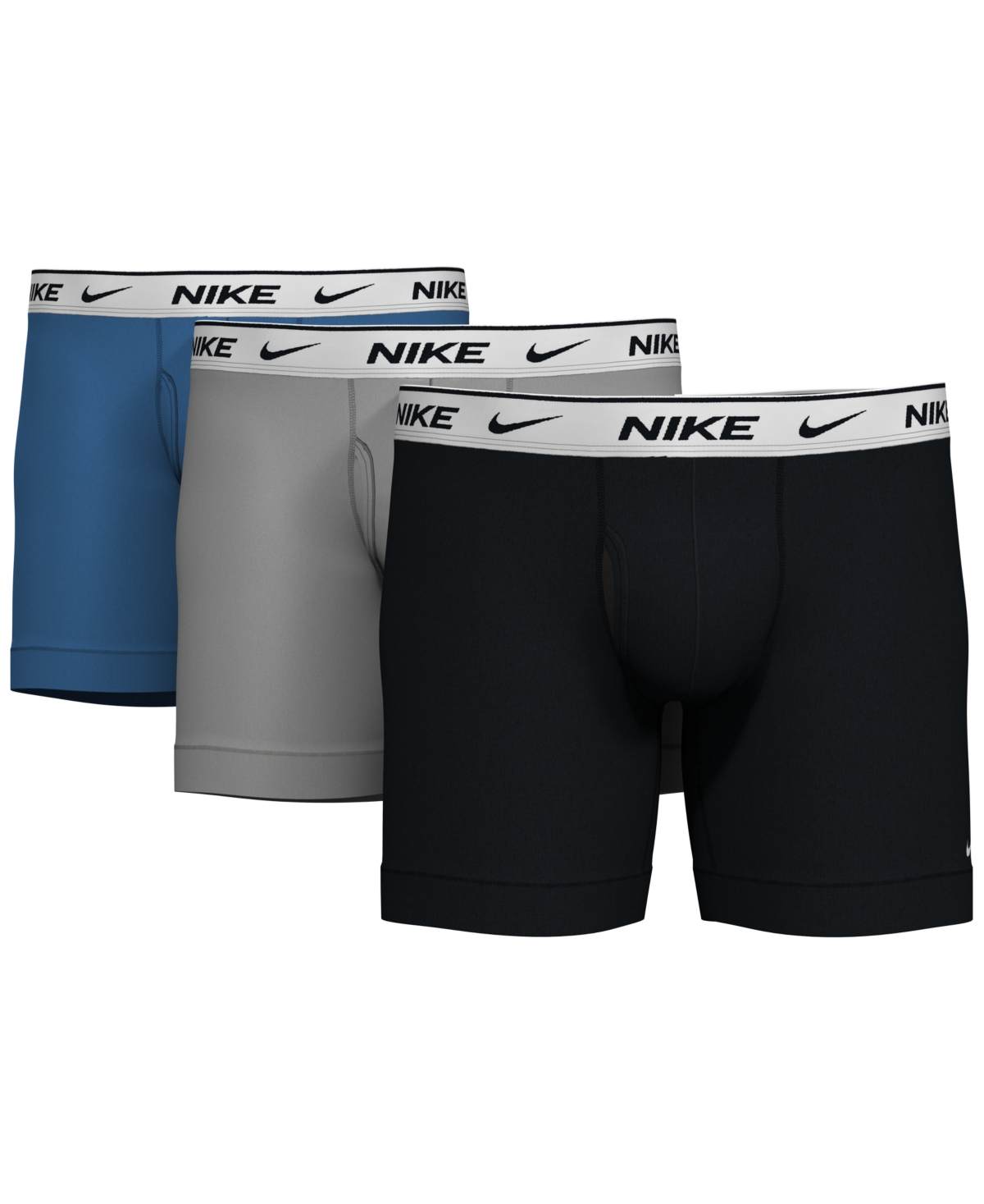Nike Men's 3-pk. Dri-fit Essential Cotton Stretch Boxer Briefs In Star Blue,wolf  Grey,black