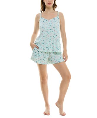 Roudelain - Women's 2-Pc. Pleated Satin Short Pajamas Set
