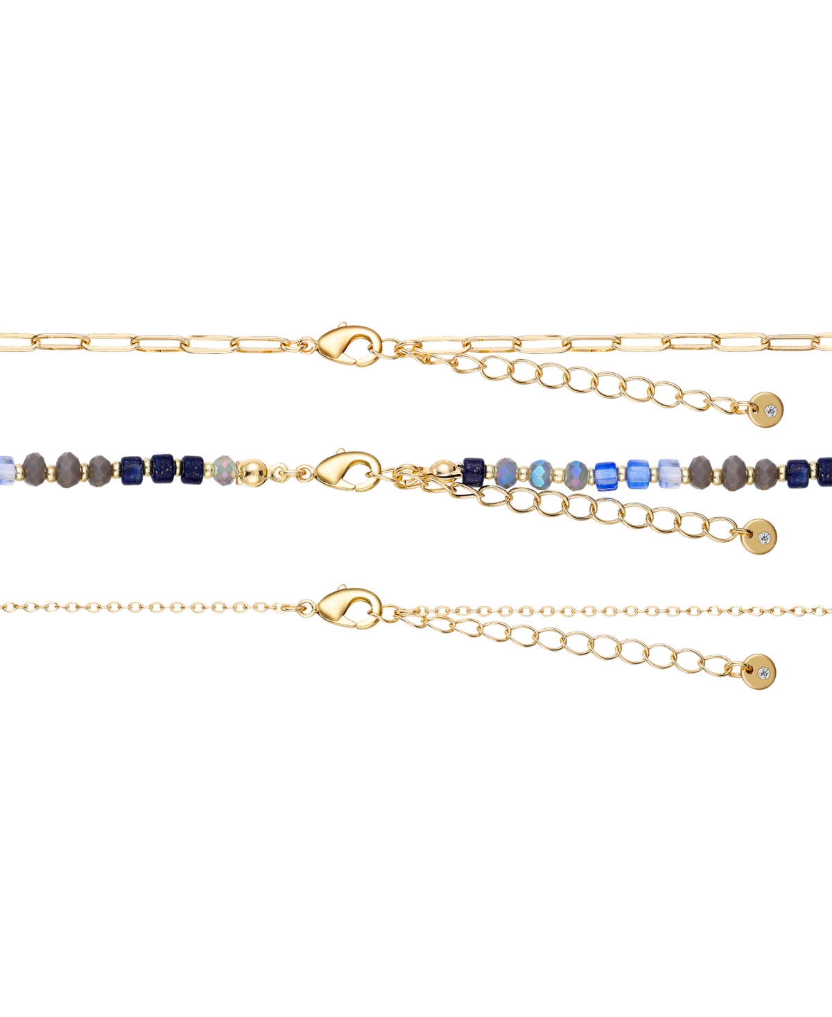 Shop Unwritten Multi Color Bead Paperclip Necklace Set In Gold