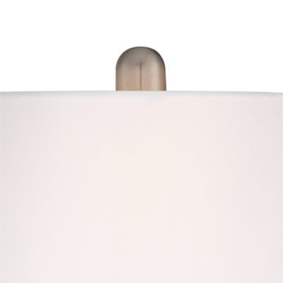 Serrena Modern Accent Table Lamp 23" High White Glass Brushed Nickel Metal with Nightlight Drum Shade for Bedroom Living Room House Home