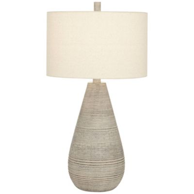 Julio Modern Table Lamp 30" Tall Natural Gray Ceramic Oatmeal Drum Shade for Bedroom Living Room Bedside Nightstand Office Kids House