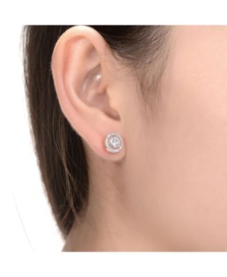Classy Cubic Zirconia Round Halo Stud Earrings
