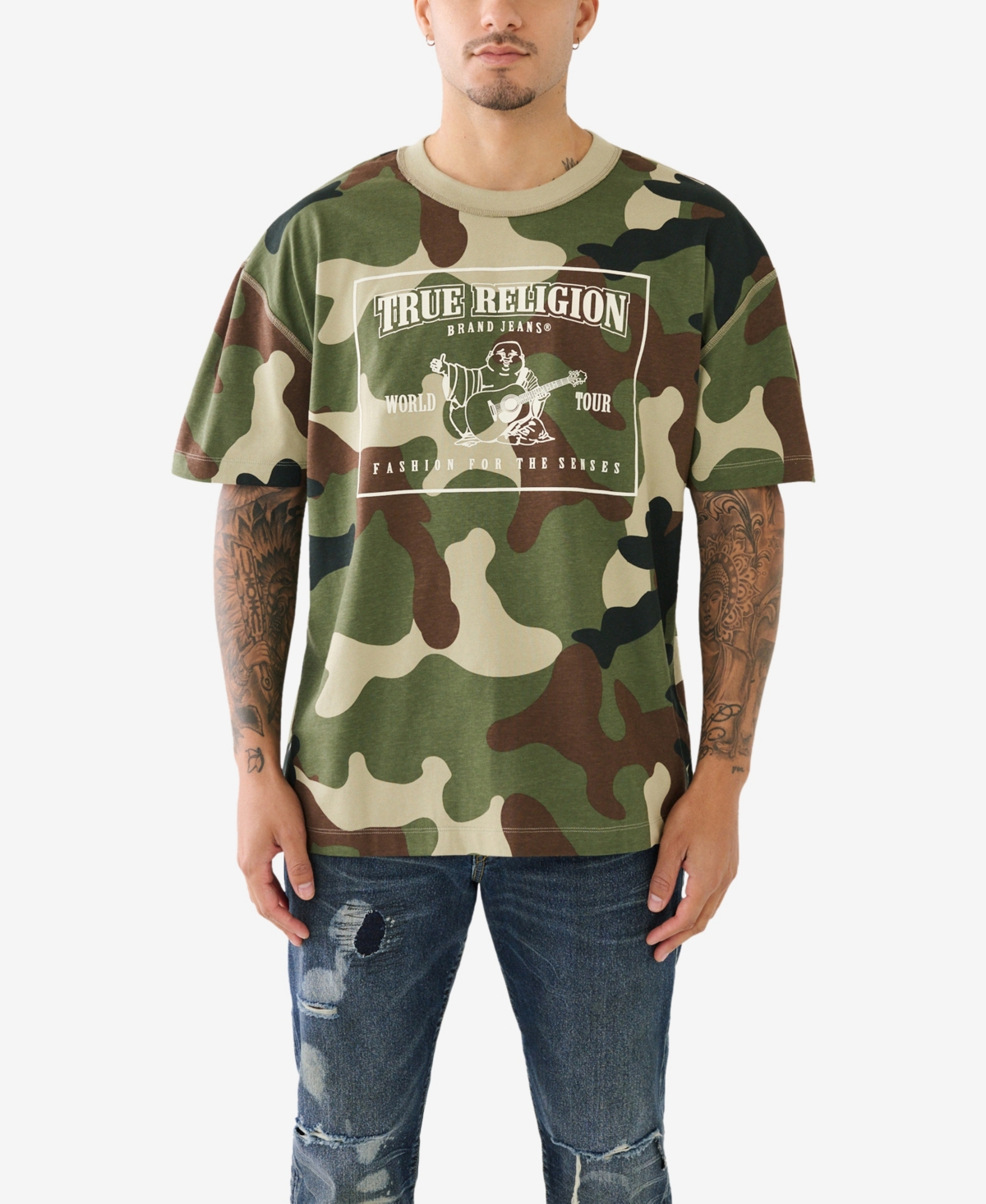 Shop True Religion Men's Short Sleeve Srs Camo T-shirt In Green Camo