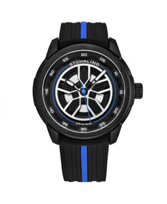 Men's 984 Quartz 44mm Aviator Multi Layered Dial Silicone Strap Men's Watch