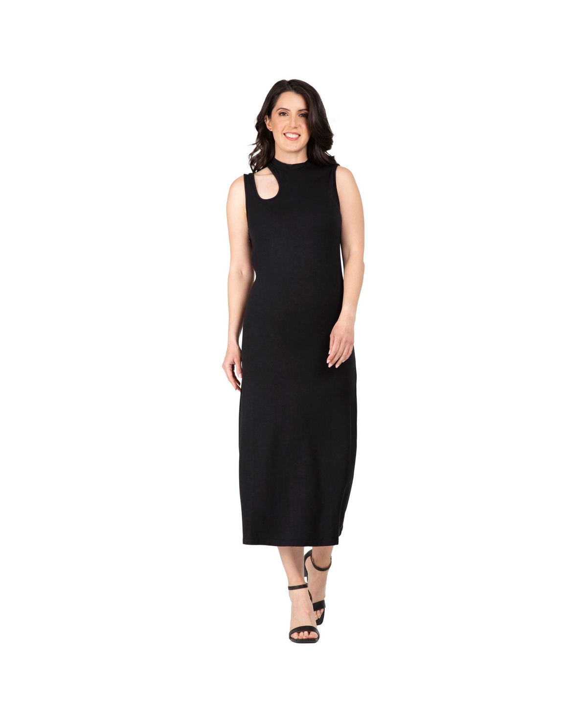 Women's Elegant Cut-Out Knit Jersey Tank Dress - Black