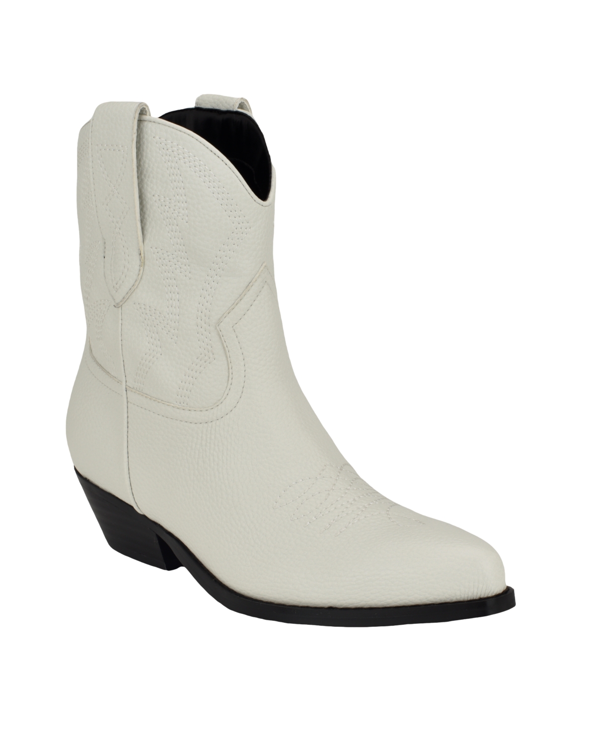 Women's Ginette Low Ankle Western Cowboy Booties - White- Faux Leather