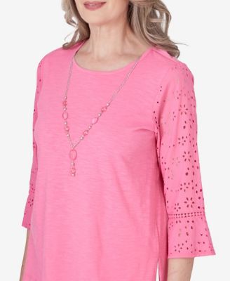 Women's Paradise Island Eyelet Trim Top with Detachable Necklace