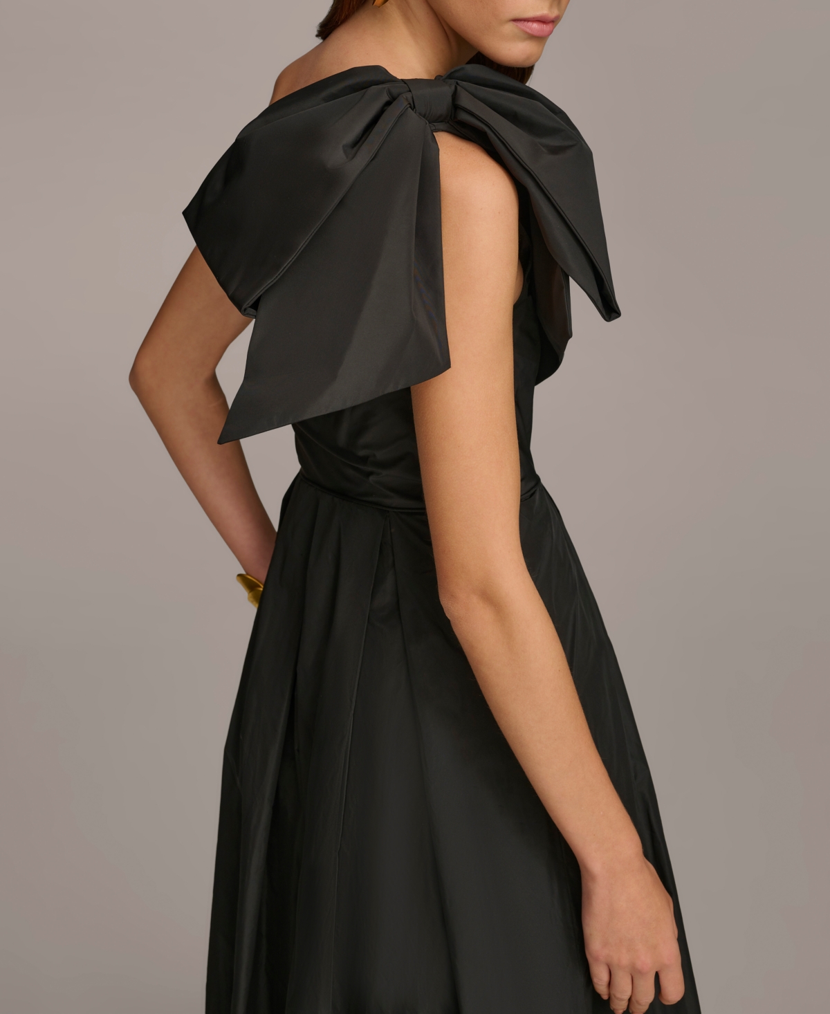 Shop Donna Karan Women's One-shoulder Bow Gown In Black