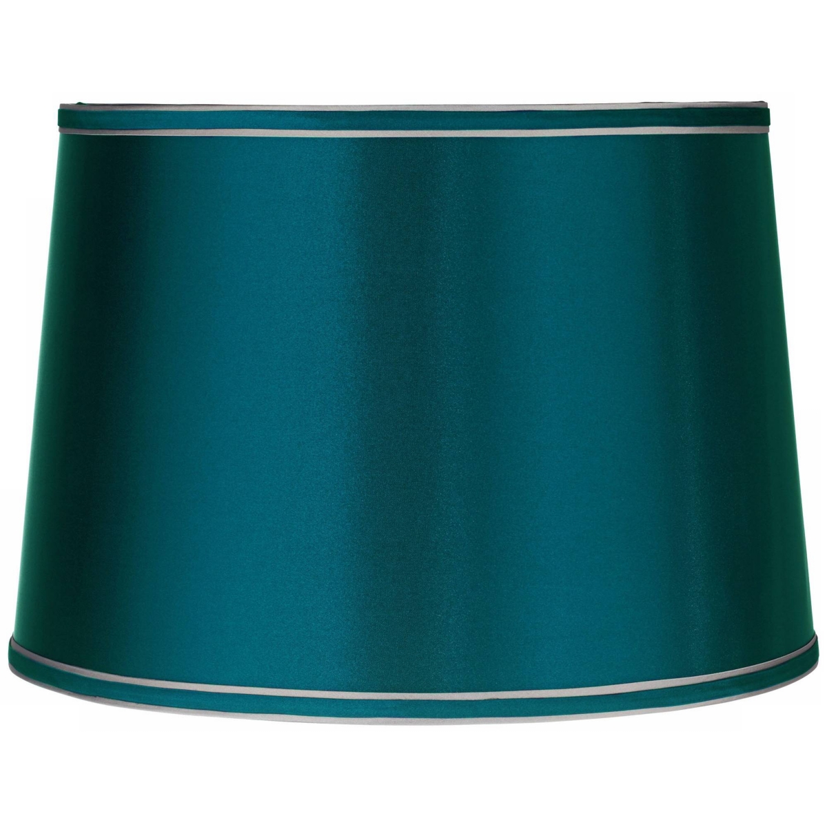 Springcrest Sydnee Satin Teal Blue Medium Drum Lamp Shade 14" Top x 16" Bottom x 11" High (Spider) Replacement with Harp and Finial