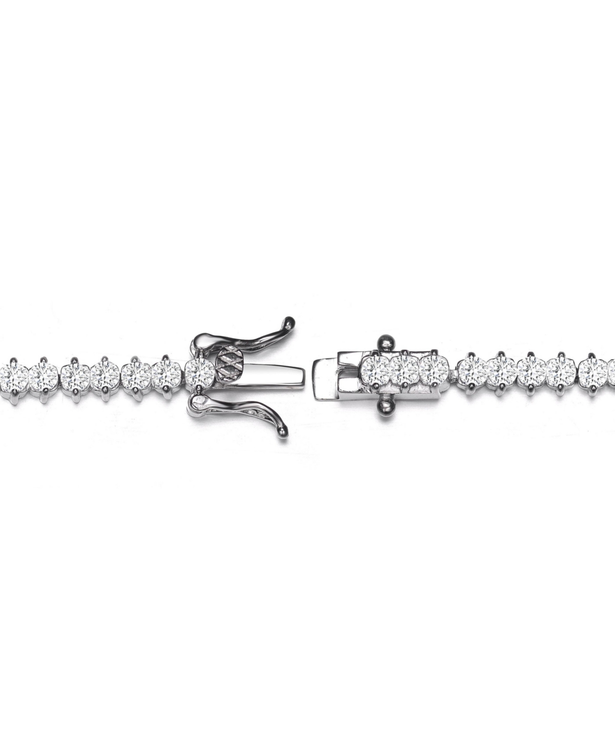SterlingWhite Gold Plated Clear Round Cubic Zirconia Tennis Bracelet - Silver