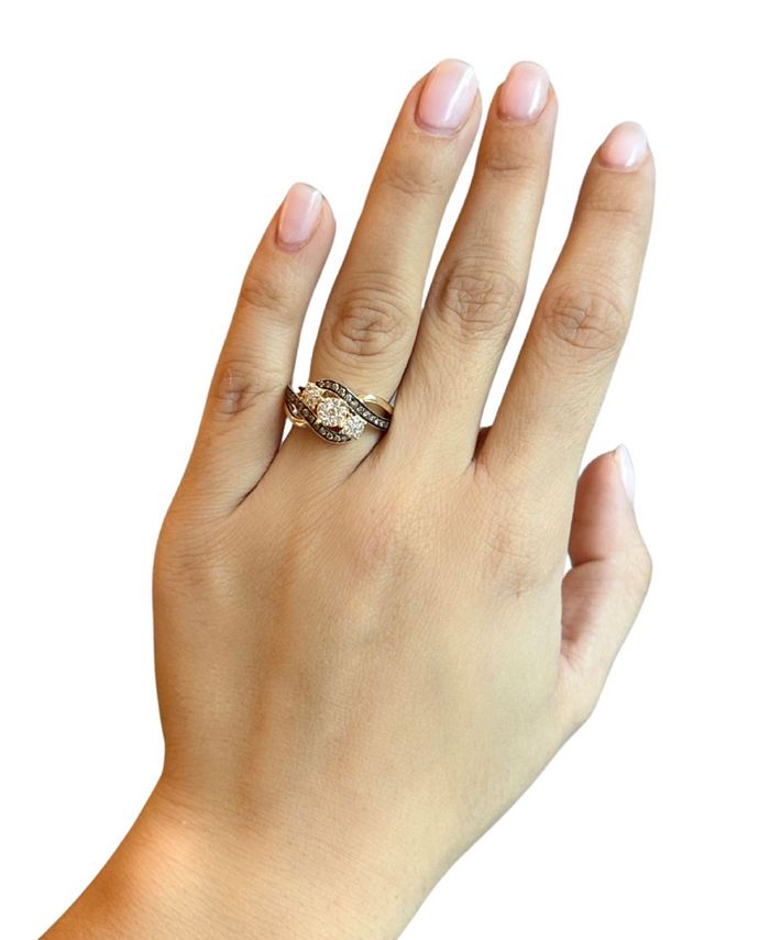 Le Vian Chocolate Diamond & Nude Diamond Cluster Swirl Ring (1/2 ct. t.w.) in 14k Gold Macy's