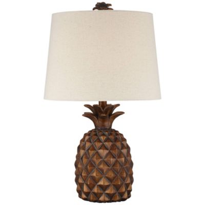 Paget Tropical Accent Table Lamp 23 3/4" High Pineapple Brown Oatmeal Fabric Tapered Drum Shade for Bedroom Living Room Bedside Office