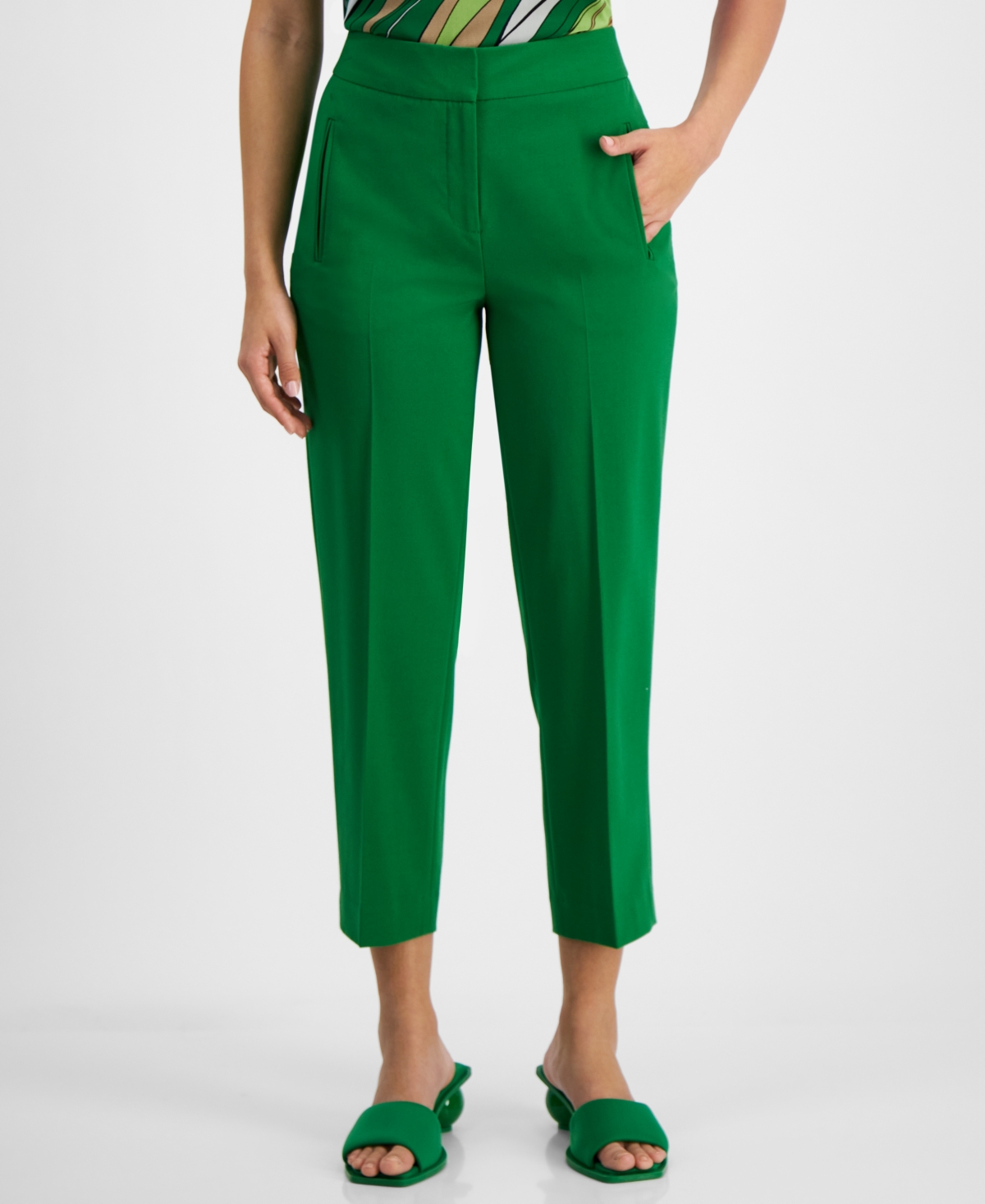 Bar Iii Women's High-rise Ankle Pants, Created For Macy's In Green Chili