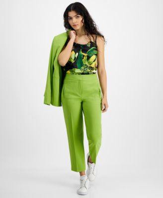Bar III - Women's High Rise Front-Zip Back-Yoke Ankle Pants
