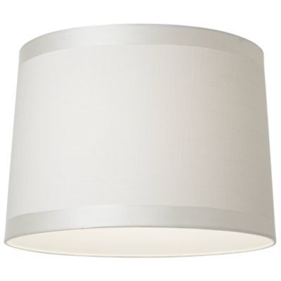 Set of 2 White Fabric Medium Drum Lamp Shades 13" Top x 14" Bottom x 10" High (Spider) Replacement with Harp and Finial