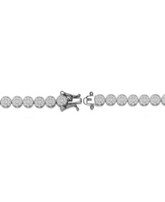 Sterling Silver White Gold Plated Cubic Zirconia Cluster Tennis Bracelet