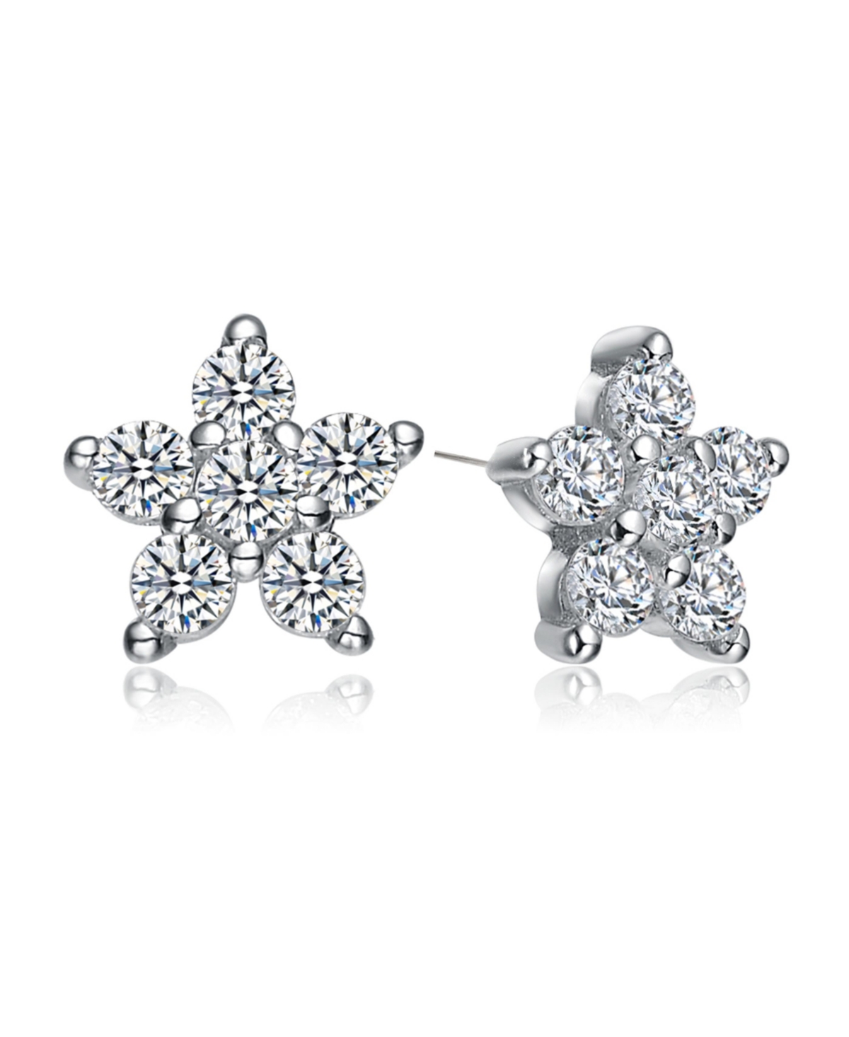 Star Shape Cubic Zirconia White Gold Plated Earrings - Silver